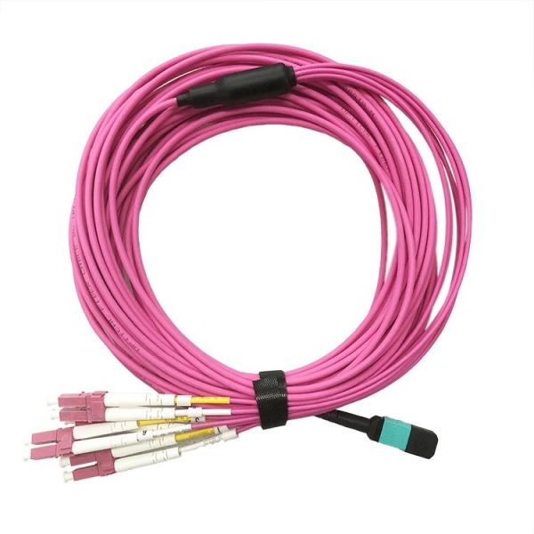 Buy cheap 8 Fiber MTP-4LC Duplex 10G OM3 Fiber Optic Harness Fan Out / Breakout Cable from wholesalers