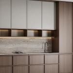 Custom New Luxury Modern Wood Door Material Wood Grain Kitchen Cabinets for