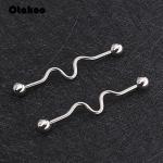 Industrial Seismic Wave 14g Barbell Ear Piercing 5mm Ball 38mm long Body jewelry