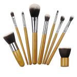 10Pcs Bamboo Makeup Brush Set , Vegan Cruelty Free Foundation Blending Brush
