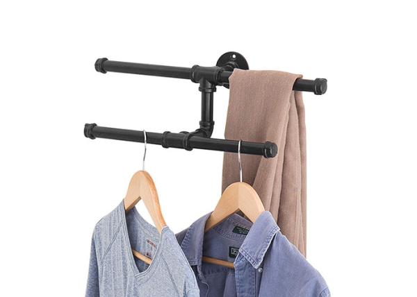 Buy cheap Black Malleable Iron Pipe Industrial Pipe Coat Rack Wall Mounted 2 Tier Hanging Garment Rack from wholesalers