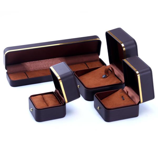 Coffee Style Grade Leather Jewelry Packaging Box for Stud Earrings Necklace