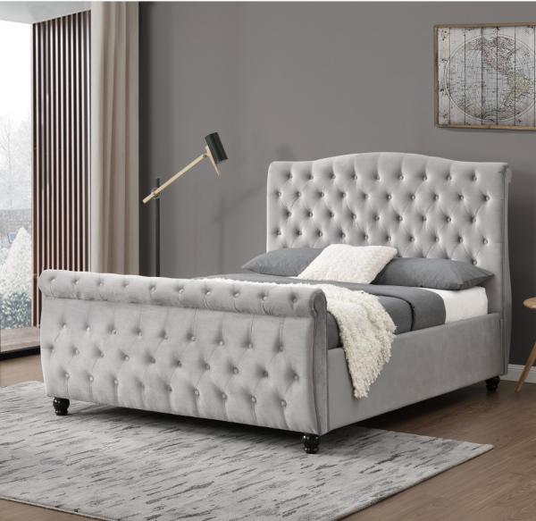 Buy cheap Crushed Velvet Chesterfield Sleigh Ottoman Storage Bed Gas Lift Smooth Opening from wholesalers