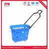 Buy cheap Blue Plastic Shopping Trolley Baskets 60L Supermarket Basket With Wheels from wholesalers