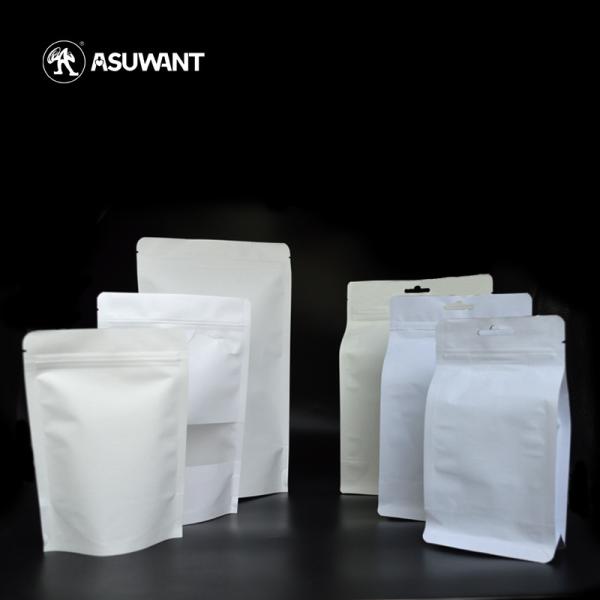 Buy cheap Clear Window White Printed Kraft Paper Bags Food Natural 25KG Customized Logo from wholesalers