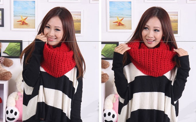 Large Women Warm Winter Long Striped Shawl Wrap Tassel Scarf Thick Wool Crochet Scarves