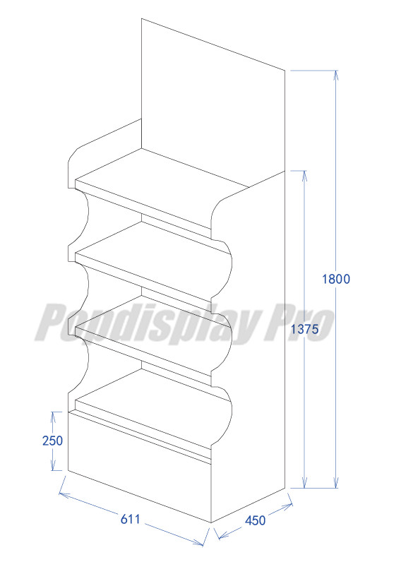 Light Duty 4 Tier Cardboard Shelf Display , Degradable Cardboard Stands Display