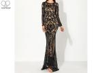 Long Sleeve Gold Sequin Mermaid Prom Dress Special Sequins Fabric Zipper No Tail