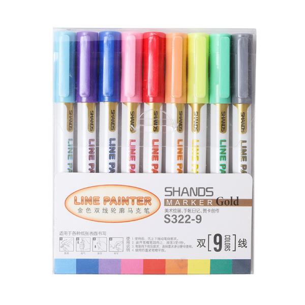 Buy cheap Double line outline pen 9 colors marker highlighter color marker fluorescence pen from wholesalers