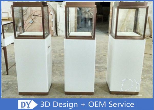 Buy cheap Luxury Jewellery Shop Display Cabinets Square Matte White Stain Steel Frame from wholesalers