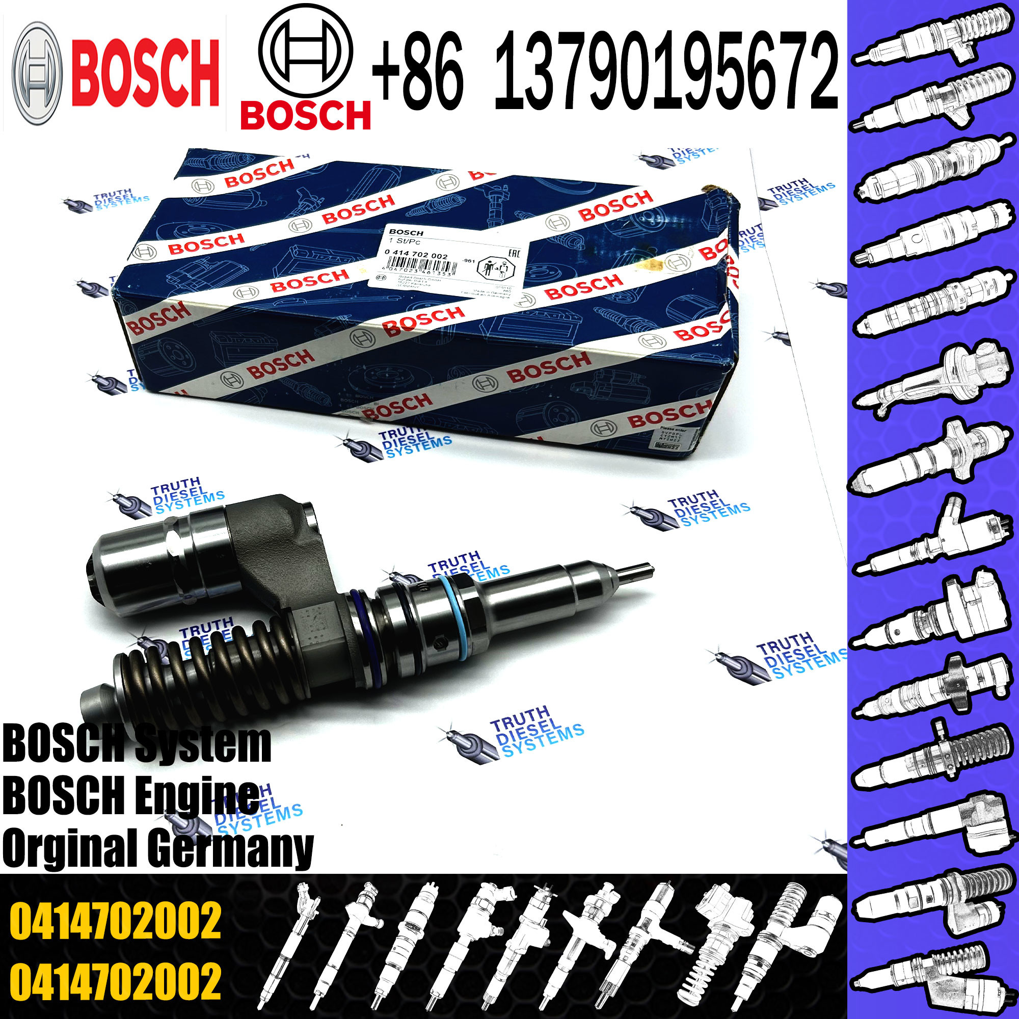 New Diesel Unit Injector 0414702002 0414702017 0414702008 0986441005 0986441105 0986441905 For VOL FH 12 340 / 380 / 4