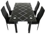 Modern Simple 140cm Black Tempered Glass Dining Table For 4pcs Chairs