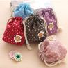 Buy cheap Hot selling lovely customized promotional calico drawstring bag small candy pouch cute Mimi pocket for gift from wholesalers