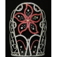 Buy cheap Red flower easter spring pageant crowns and tiaras 10 inch tall silver plating product