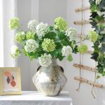 Home Decoration 3-Head Wooden Embroidered Ball Simulation Flower Soft Wedding