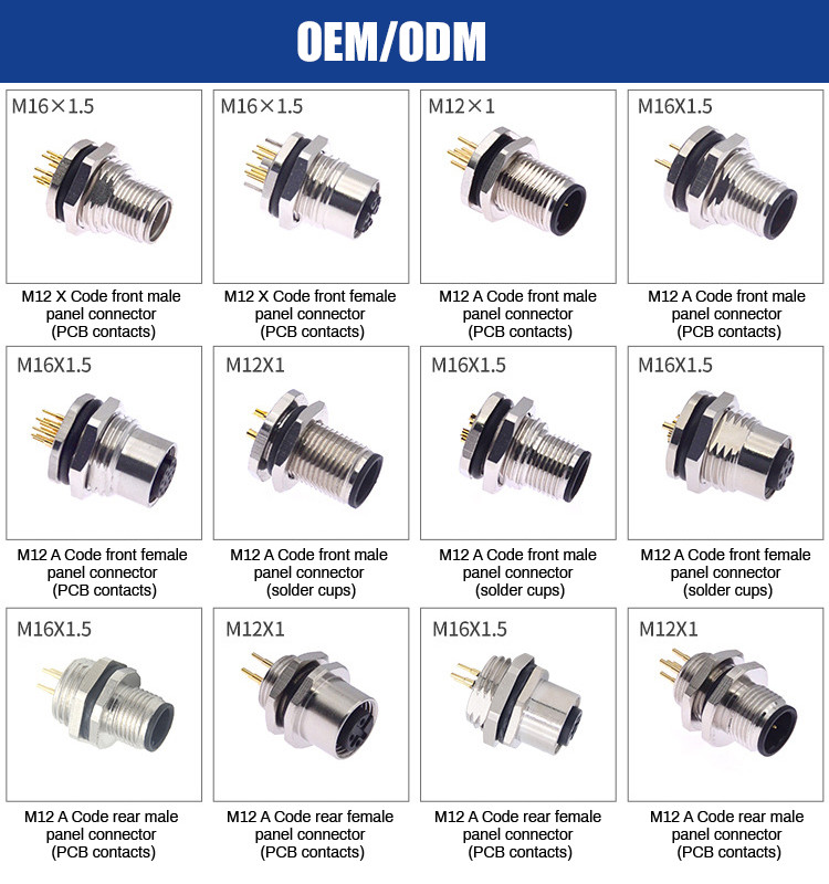 Circular Connector M5 Code-A 2Pin 3Pin 4Pin Industrial Connectors M5Z03AA0OCJ009-M5 Front Lock
