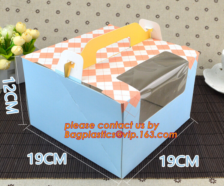 economy Cupcake Box White Window Cake Box customized Wedding Cake Box,6inch in stock PET Plastic Clear birthday Cake Box