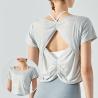 Buy cheap Pleated Nylon Sports Short Sleeve Ladies Yoga Tops Running Fitness T - Shirt from wholesalers