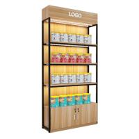 Buy cheap Wall Supermarket Wooden Display Rack Shelf Skincare Bookshelf Storage product