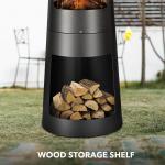 Outdoor Patio Garden Camping Fire Pit with Poker Cast Iron Charcoal Fireplace
