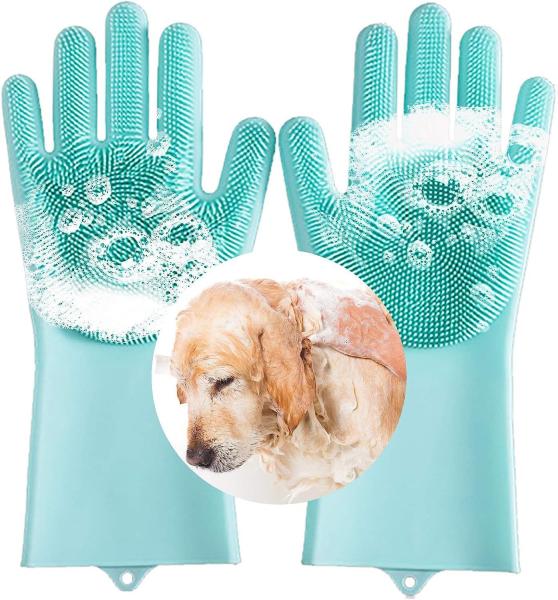 Quality Magic Silicone Dish Washing Scrubber 2 In 1 Reusable Rubber Gloves Heat Resistant Kitchen Tool For Household Pet Brush for sale