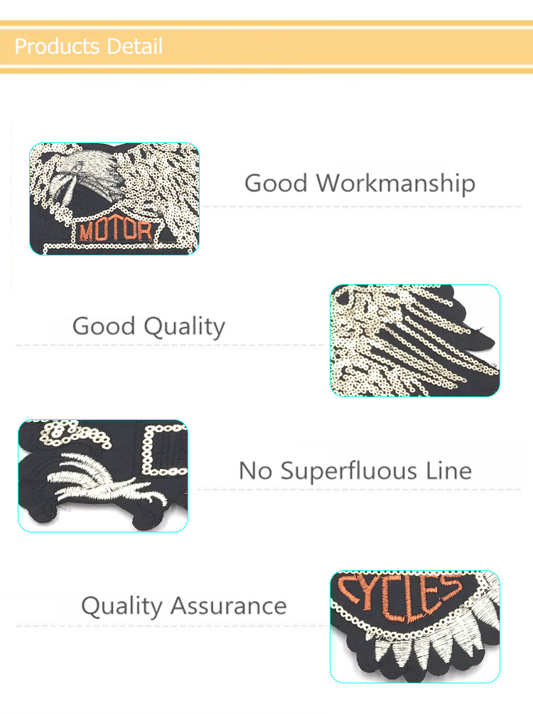 Personalized Sequined Embroidered Eagle Patches Cartoons Image For Clothing