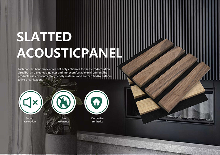 Melamine Finish Wooden Slats Wall Polyester Sound Insulation Board Panel Acoustic Slat