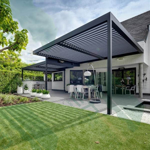 Buy cheap 4x4m 4x3m Aluminum Patio Pergola Canopy Faux Wood Grain Pavilion With Metal Roof from wholesalers