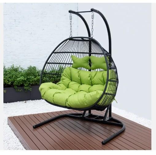 Buy cheap Office Building Easy Collapsible Modern Green Cushions Double Seater Stand Outdoor Hanging Swing Chair from wholesalers