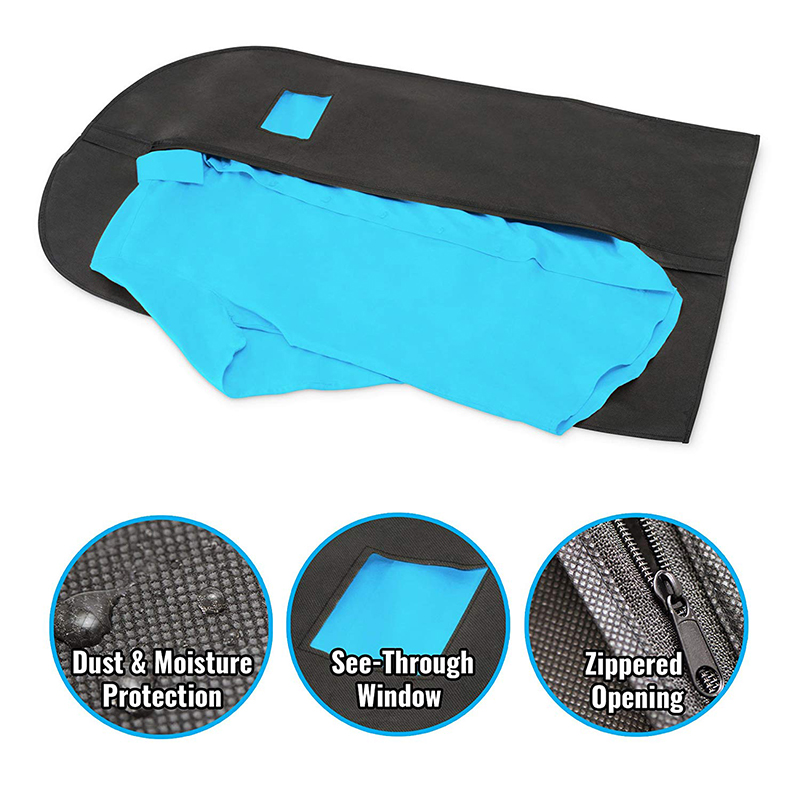 Classic Black Garment Bag With Dust And Moisture Protection Function