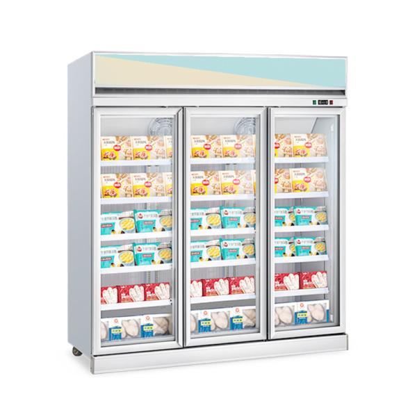 Buy cheap -22C Vertical Glass Door Freezer Commercial Meat Seafood Frozen Display Freezer from wholesalers