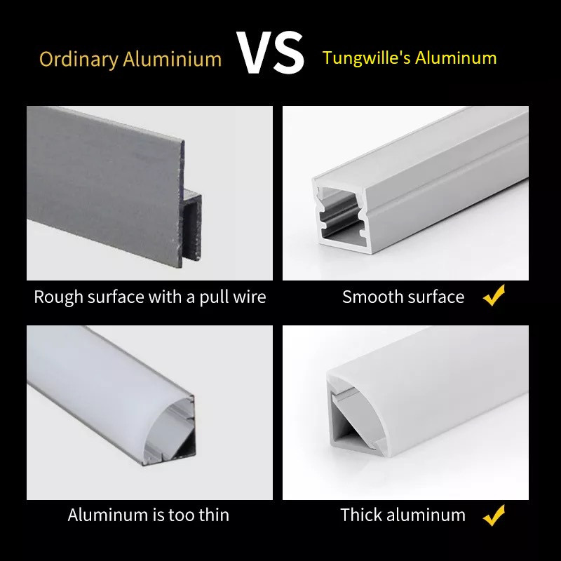 6063 Aluminum Alloy Led Strip Light Channel Heat Sink Surface Led Extrusion Profile