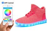Wireless Operated Led Light Up Sneakers , Stretch Fabric High Top Led Shoes