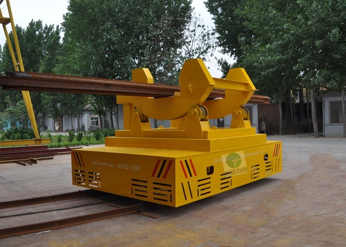 High temperature conductor rail power billet transfer cars on arc-shaped rails