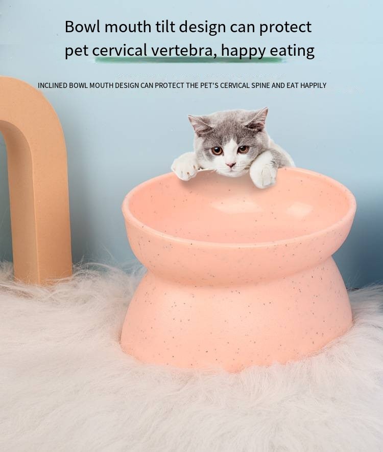 Elevated Raised Cat Bowl Double Bowl Neck Guard Drinking Water Feeding Plastic Dog Bowl