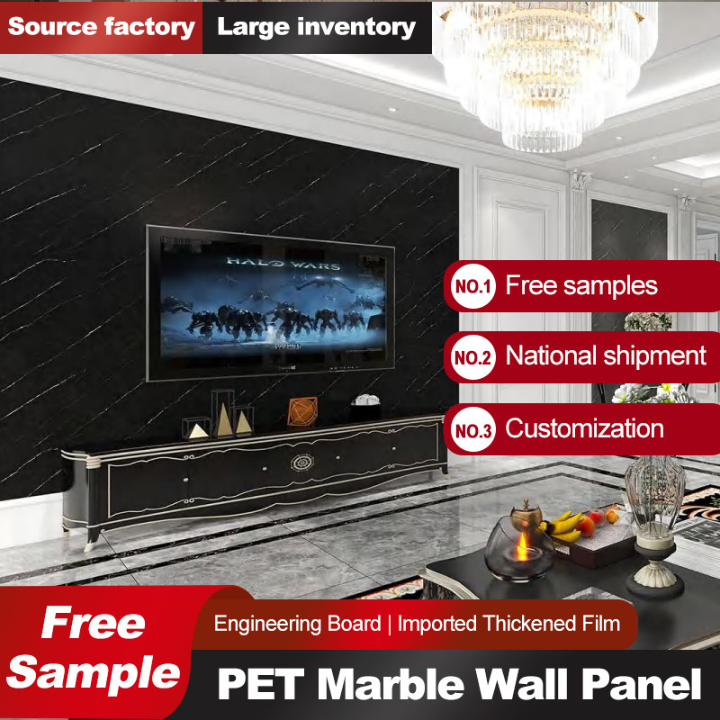 PET Marble Sheet Moisture Proof Bamboo Charcoal Wood Veneer Pvc Decorative Wall