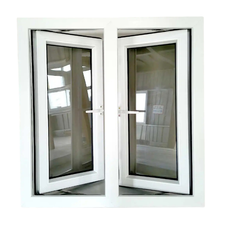 60 PVC Series Glass Casement Windows Single Double Glazed PVC Casement Windows With Mosquito Net