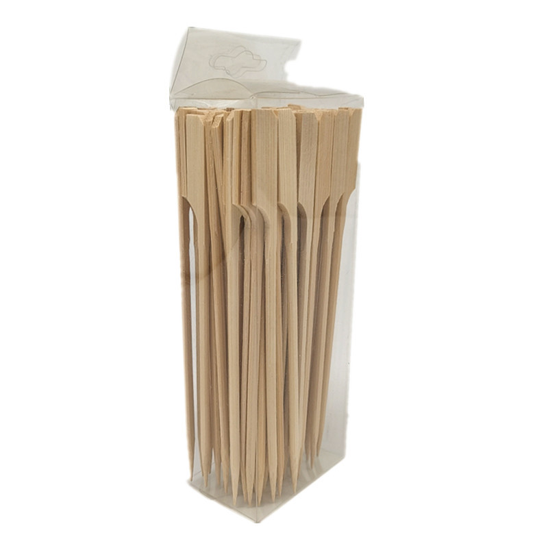 Customized 9cm Disposable Barbeque Bamboo Paddle Picks Flat Top
