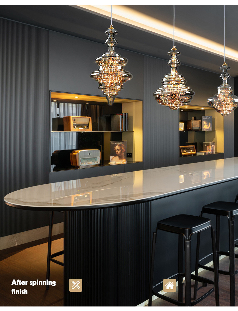 Decoration Glass Hanging Lamp for Dining Room Kitchen Bar LED Stars Glass Chandelier(WH-GP-175)