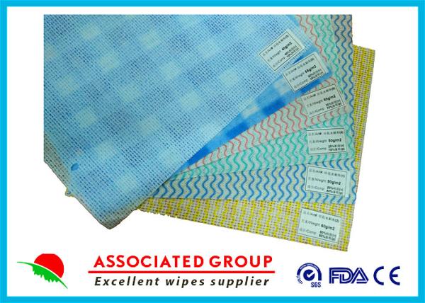 Mesh Printing Non Woven Roll , Spunlace Nonwoven Wipes With Different Color /