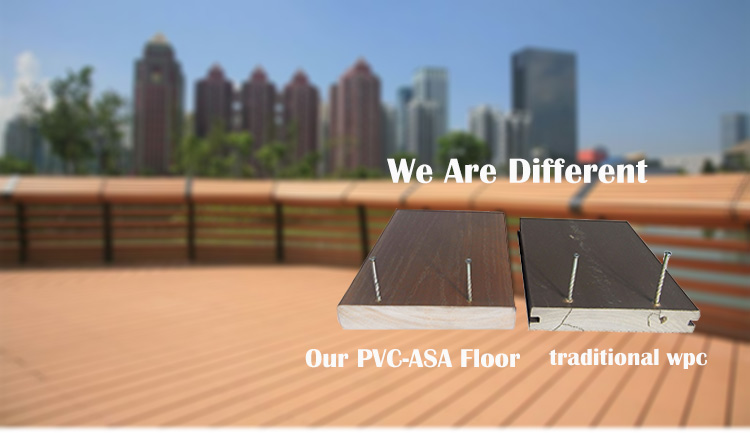 Outdoor PVC WPC Wood Plastic Composite Decking Flooring with Grooved Nonskid Design