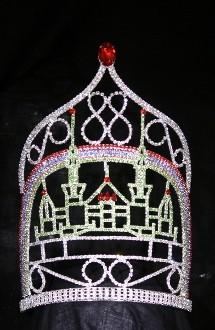 Buy cheap red and green castle pageant crowns christmas pageant crowns and tiaras wholesale pageant supplier pai crown jewelry from wholesalers