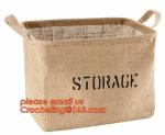 100% jute storage basket,natural jute material collapsible decorative storage