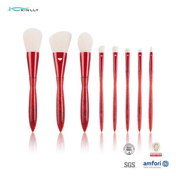 Buy cheap Red Plastic Handle Professional Makeup Brush Kits Aluminium Ferrule Cosmetic Brush Set from wholesalers