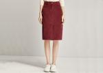 Red Corduroy Wrap Ladies Dress Skirt Knee Length Casual High Waist Skirt