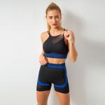 S M L Gym Shorts And Sports Bra Set Sexy Strappy Seamless Set Sexy Mesh