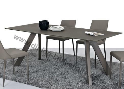 Buy cheap Elegant Rectangle Dining Room Table 2.0 Meter Moka Frosted Top Long Life Span from wholesalers