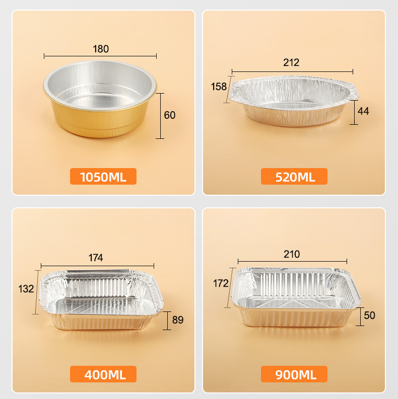 Square Aluminum Foil Customize Packing Boxes Disposable Takeaway Aluminum Food Tray