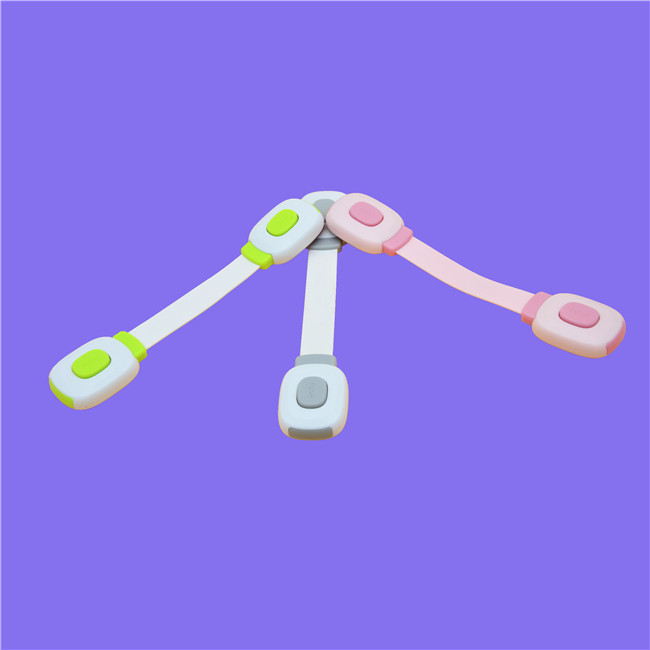 Logo Printing Child Safety Cabinet Locks Pink Strap Push Both Ends Latches Durable