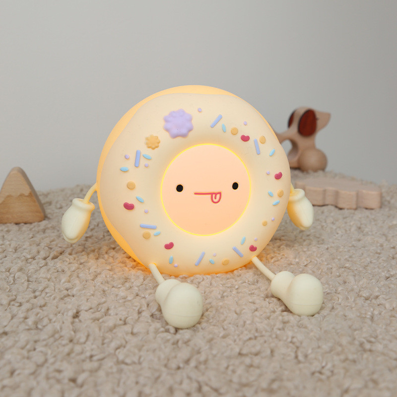 MissDonut Lamp Cute Donut Night Light Soft Silicone Lamp Kids Baby Nursery Nightlight LED Touch Light Kids Bedroom Decor